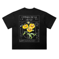 Omnia Causa Fiunt Sunflower Heavyweight  T-Shirt - Black