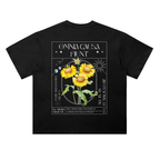 Omnia Causa Fiunt Sunflower Heavyweight  T-Shirt - Black