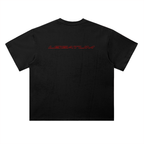 Black t-shirt with white text 'LATINAS LIKE TECHNO' on a white background
